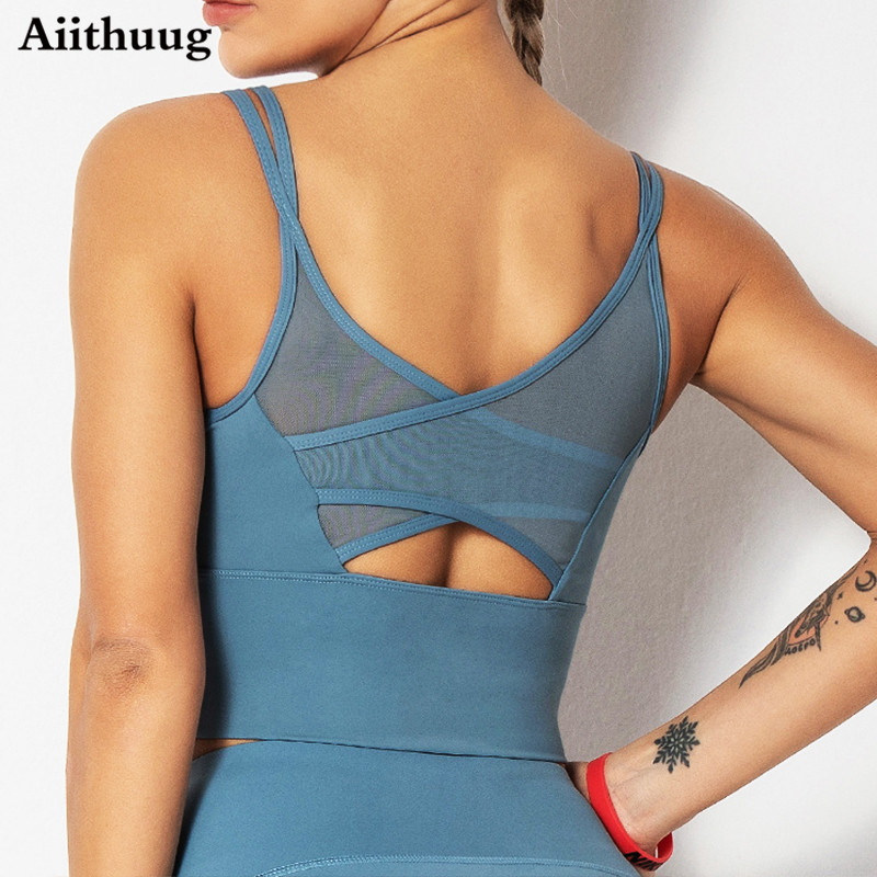 Sports Bra Racerback - Aiithuug Yoga soutiens-gorge Fitness chemises hauts