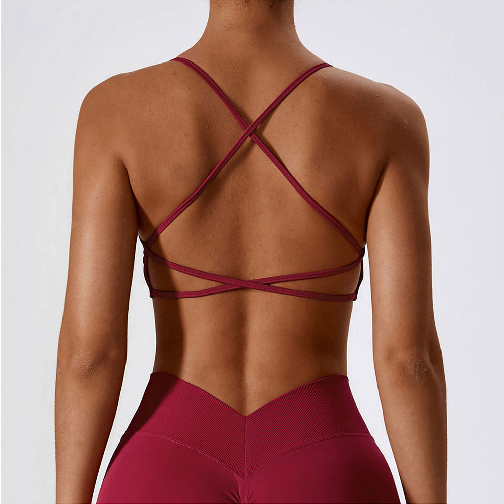Sports Bra Racerback - Femmes sangle croisée soutien-gorge de Sport